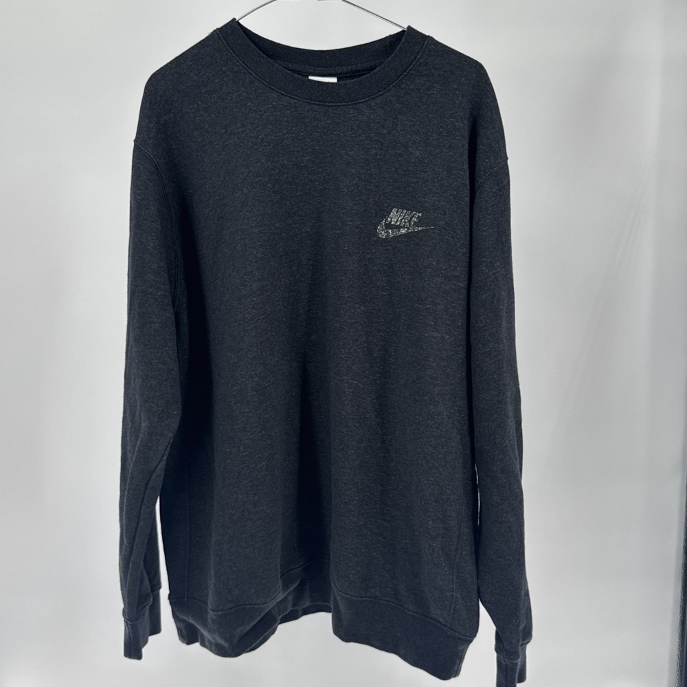 Nike Speckled Logo Crewneck Sweatshirt – Men's XL – Charcoal Gray